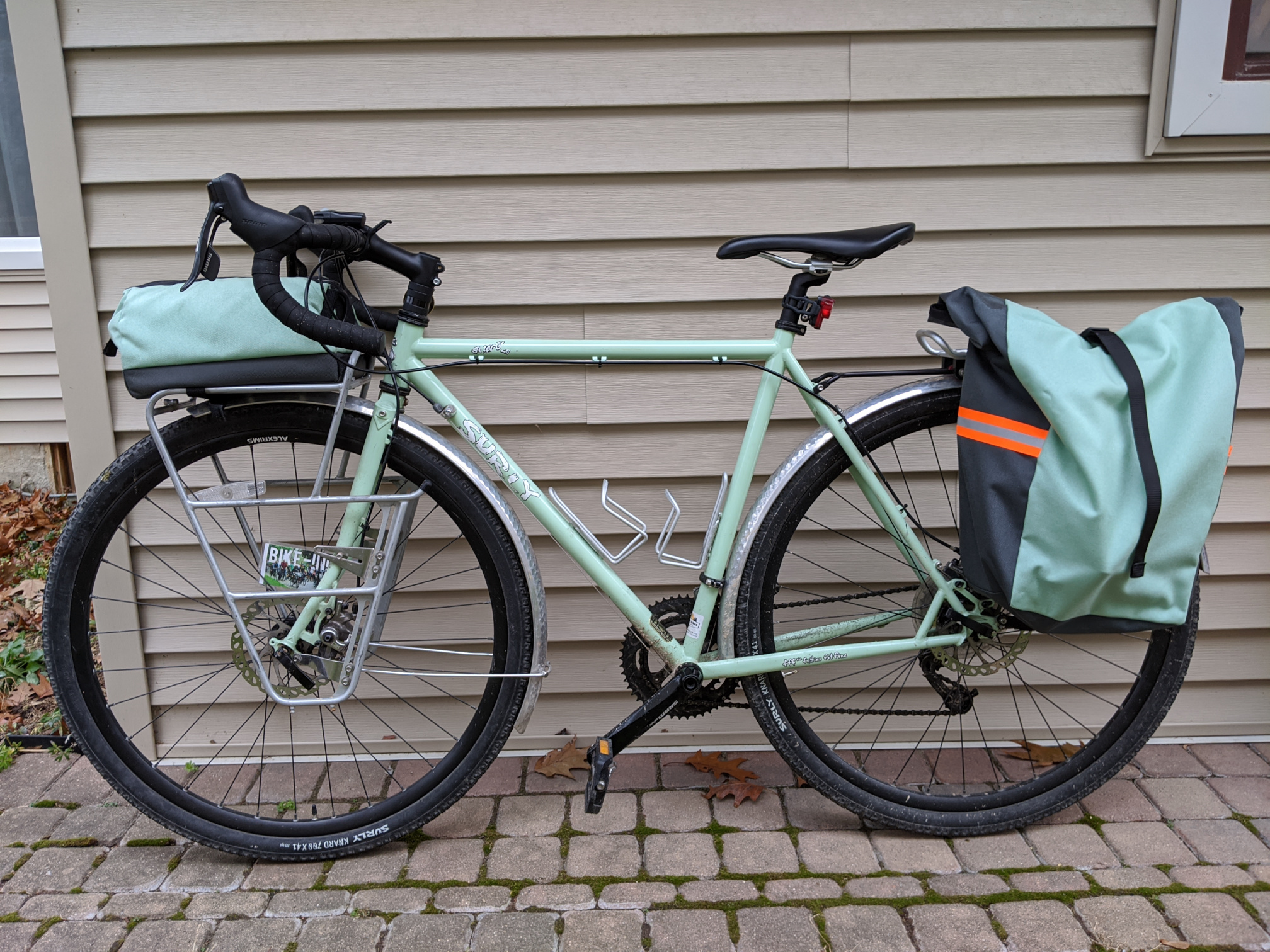 Mint-colored Surly Straggler bicycle in ready-to-ride condition